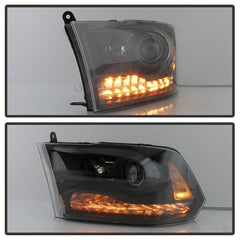 SPYDER - xTune Dodge Ram 13 - 17 ( w/ Factory Projector LED) Projector Headlight - Black HD - JH - DR13 - P - BK - Demon Performance