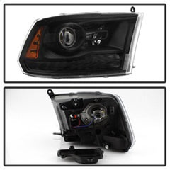 SPYDER - xTune Dodge Ram 13 - 17 ( w/ Factory Projector LED) Projector Headlight - Black HD - JH - DR13 - P - BK - Demon Performance