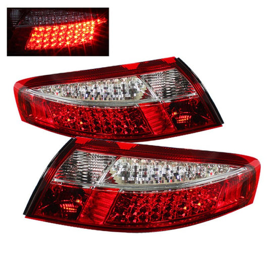 SPYDER - Xtune Porsche 911 996 ( Non 4S. Turbo. GT3 ) 99 - 04 LED Tail Lights Red Clear ALT - ON - P99699 - LED - RC - Demon Performance