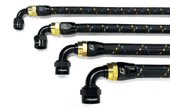 GReddy AN10 90 Degree Swivel Hose End - Black/Gold Anodized