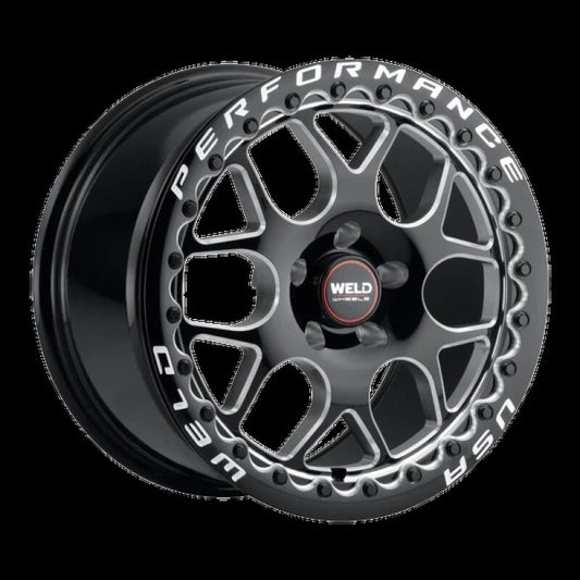 Weld Solana Beadlock 17x10 / 5x127 BP / ET38 / 71.5mm Bore - Gloss Black MIL DIA Wheel