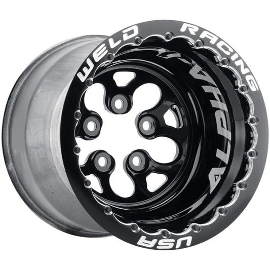 Weld Alpha-1 15x15 / 5x4.75 BP / 5in. BS Black/Polished Wheel - Black Double Beadlock MT