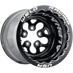 Weld Alpha-1 15x15 / 5x4.75 BP / 5in. BS Black/Polished Wheel - Black Double Beadlock MT
