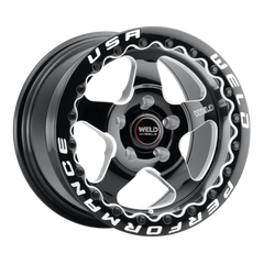 Weld S904 15x10 Ventura Beadlock 5x120 ET45 BS7.25 Gloss BLK MIL DIA 78.1