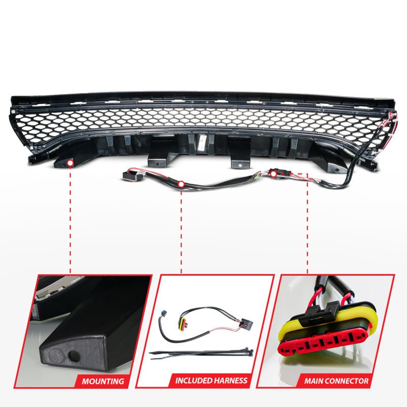 ANZO - ANZO 15 - 23 Dodge Charger Black LED Grille w/ Initiation & Running Light/DRL Bar - Demon Performance