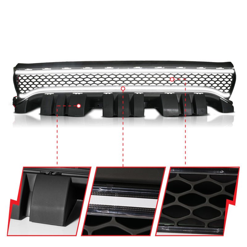 ANZO - ANZO 15 - 23 Dodge Charger Black LED Grille w/ Initiation & Running Light/DRL Bar - Demon Performance