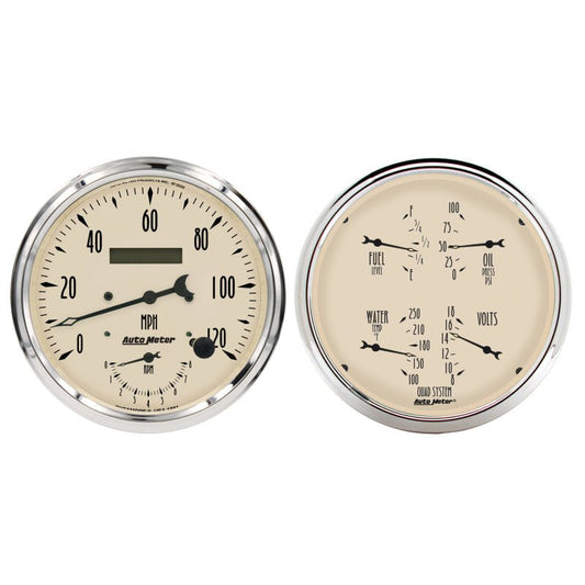 AutoMeter - Autometer Antique Beige Quad & Tach/Speedo 5in. - 2 Pc. - Demon Performance