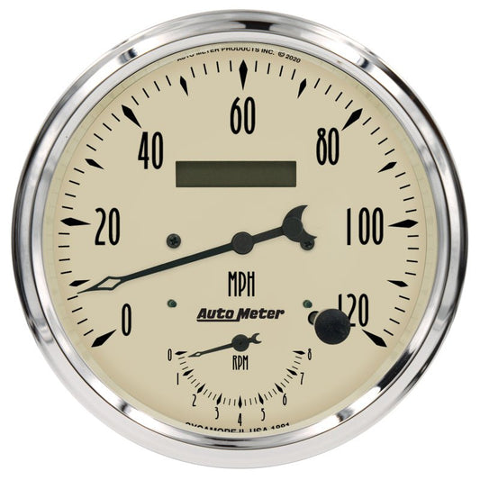 AutoMeter - Autometer Antique Beige Tach/Speedo 5in. - 120mph & 8k RPM - Demon Performance