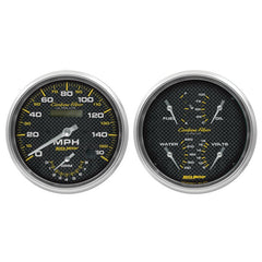 AutoMeter - Autometer Carbon Fiber Gauge Kit 2pc Quad & Tach/Speedo 5in. - Demon Performance