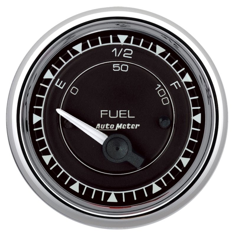 AutoMeter - AutoMeter Chrono 2-1/16in 0E 0-90 Ohm Electric Fuel Level Gauge - Chrome - Demon Performance