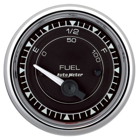 AutoMeter - AutoMeter Chrono 2-1/16in 0E 0-90 Ohm Electric Fuel Level Gauge - Chrome - Demon Performance