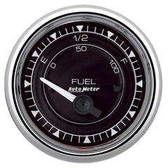 AutoMeter - AutoMeter Chrono 2-1/16in 0E 240E-33F Ohm Electric Fuel Level Gauge - Chrome - Demon Performance