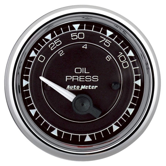 AutoMeter - Autometer Chrono 2-1/16in 100PSI Electric Pressure Gauge - Chrome - Demon Performance