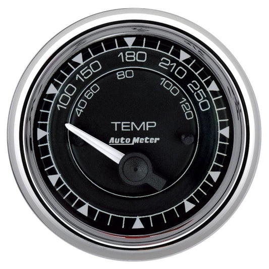 AutoMeter - AutoMeter Chrono 2-1/16in 250 Degree Temperature Electric Gauge - Chrome - Demon Performance