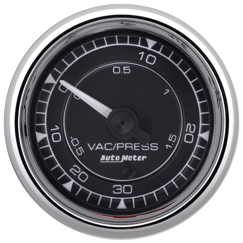 AutoMeter - AutoMeter Chrono 2-1/16in 30in HG/30PSI Digital Stepper Motor Vaccum/Boost Gauge - Chrome - Demon Performance