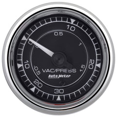 AutoMeter - AutoMeter Chrono 2-1/16in 30in HG/30PSI Digital Stepper Motor Vaccum/Boost Gauge - Chrome - Demon Performance