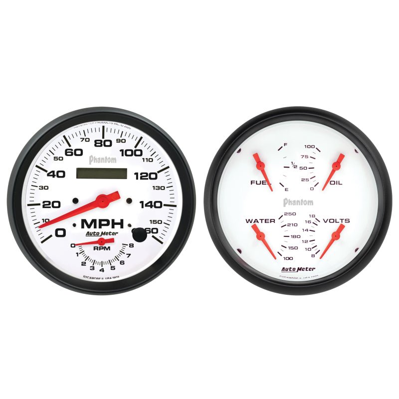 AutoMeter - Autometer Phantom 2pc Gauge Kit Quad & Tach/Speedo 5in. - Demon Performance