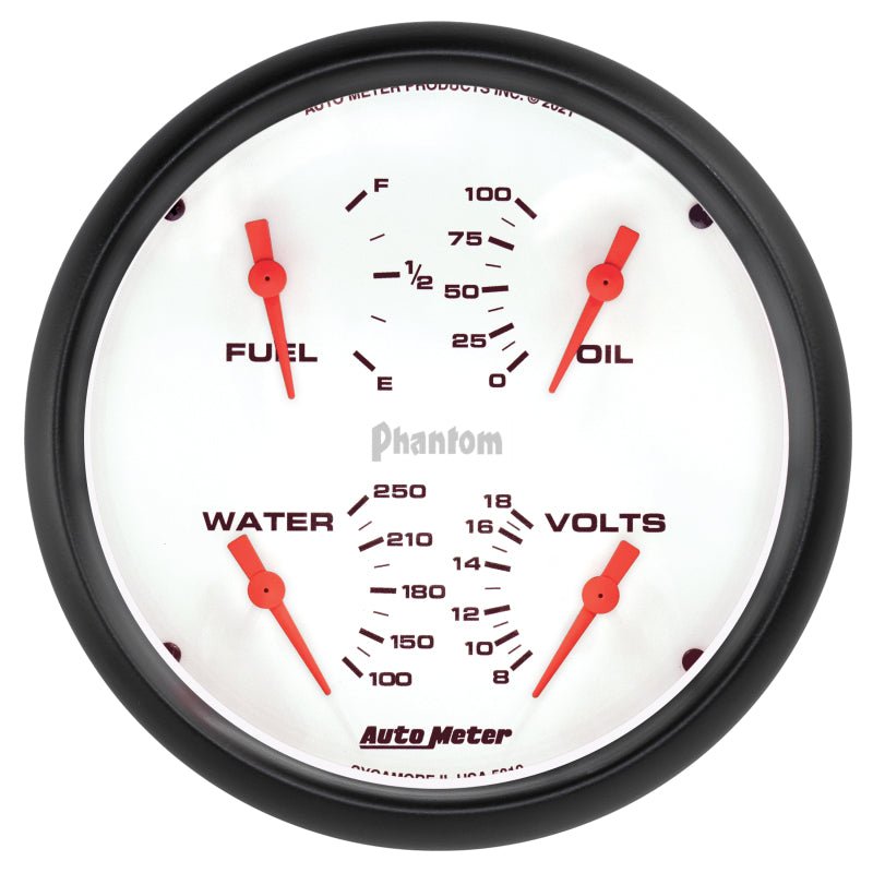 AutoMeter - Autometer Phantom Quad 5in. Gauge 0 Ohm (E) - 90 Ohm (F) Electric - Demon Performance