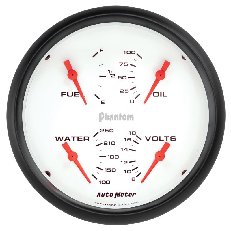 AutoMeter - Autometer Phantom Quad 5in. Gauge 240OHm (E) - 33Ohm (F) Electric - Demon Performance