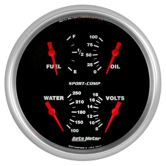 AutoMeter - Autometer Quad 5in. 0-90 Ohm Electric Sport-Comp Gauge - Demon Performance