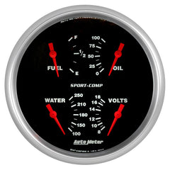 AutoMeter - Autometer Quad 5in. 0-90 Ohm Electric Sport-Comp Gauge - Demon Performance