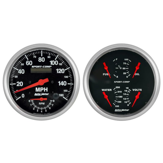 AutoMeter - Autometer Sport-Comp Quad & Tach/Speedo 5in. - 2 Pc. - Demon Performance