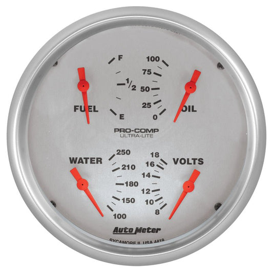 AutoMeter - Autometer Ultra-Lite Quad Gauge 5in. 0 Ohm (E) - 90 Ohm (F) Electric - Demon Performance