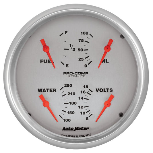 AutoMeter - Autometer Ultra-Lite Quad Gauge 5in. 240Ohm (E) - 33Ohm (F) Electric - Demon Performance