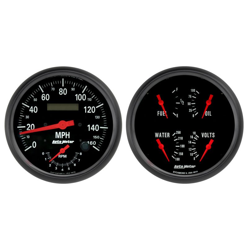 AutoMeter - Autometer Z-Series Quad & Tach/Speedo 5in. - 2 Pc. - Demon Performance