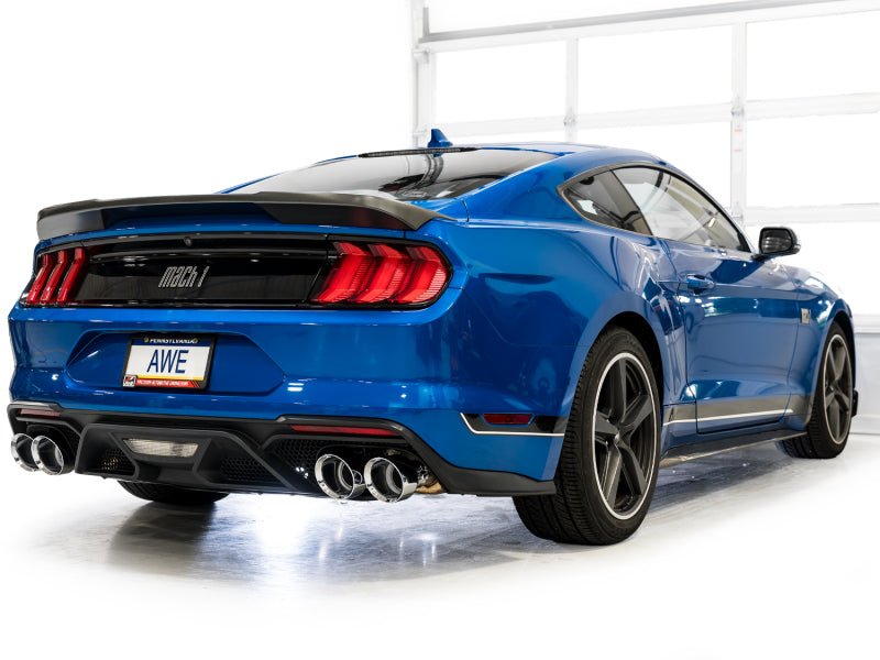 AWE Tuning - AWE Tuning 21 - 23 Ford Mustang Mach 1 SwitchPath Cat Back Exhaust w/ Quad Chrome Silver Tips - Demon Performance