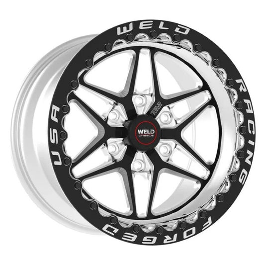 Weld S81 17x11 / 5x4.75 BP / 7.7in. BS (43mm Offset) Black Wheel (High Pad) - Black Single Beadlock