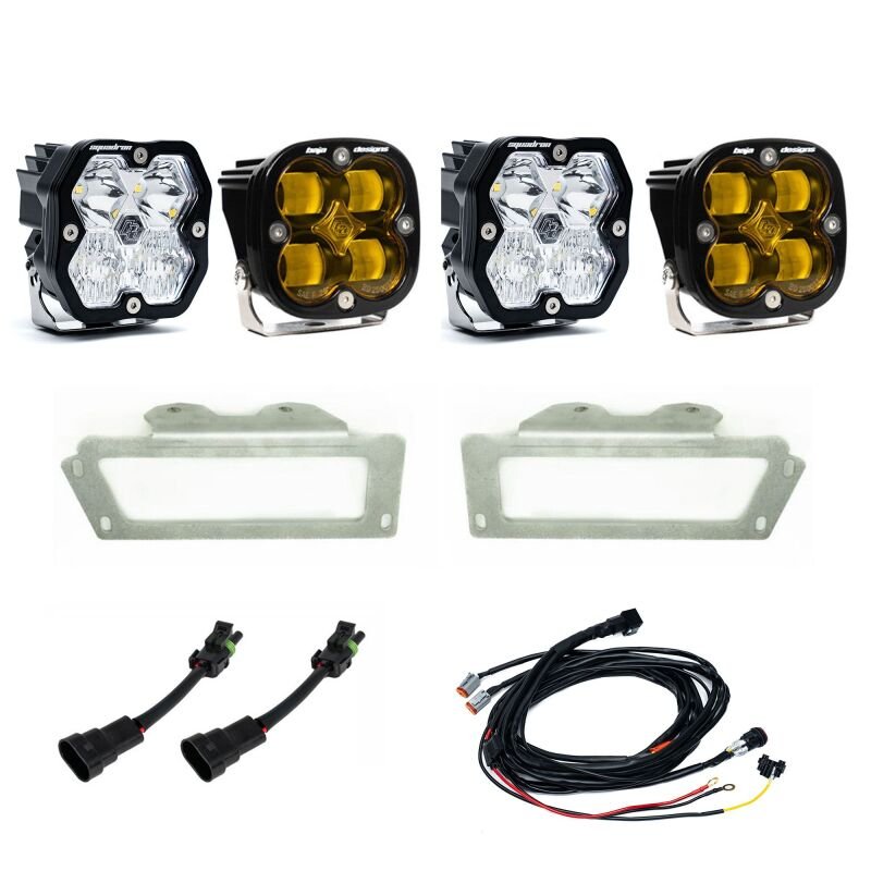 Baja Designs - Baja Designs 10 - 18 Dodge Ram 2500/3500 / 09 - 12 1500 Squadron SAE 2.0 Fog Kit (SAE Fog) - Baja Amber - Demon Performance