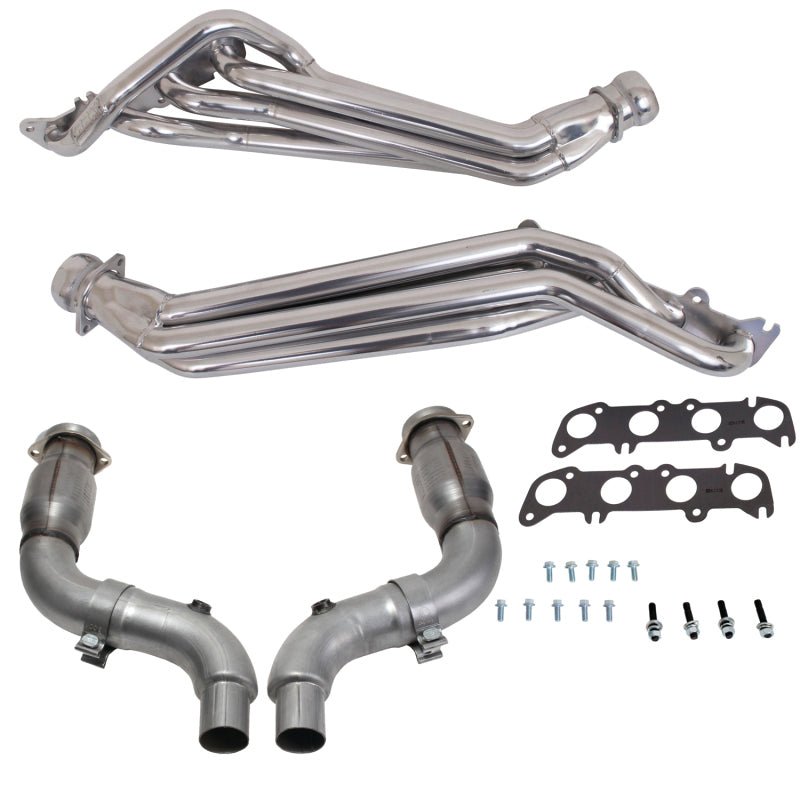 BBK - BBK 15 - 23 Ford Mustang GT 1 - 3/4 Long Tube Headers w/High Flow Catted Mid Pipe (Silver Ceramic) - Demon Performance