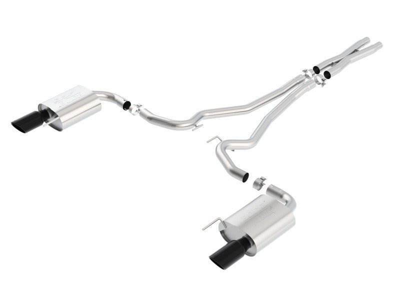 Borla - Borla Atak S Cat-Back 15-17 Ford Mustang GT 5.0L V8 MT/AT 2.5in pipe 4in tip (Black Chrome) - Demon Performance