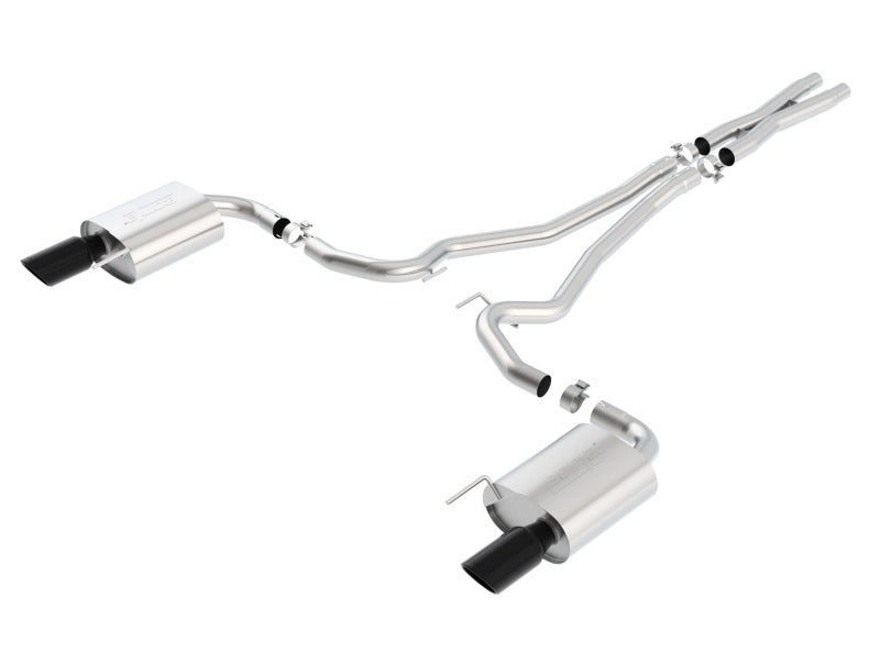 Borla - Borla S-Type Cat-Back 15-17 Ford Mustang GT 5.0L V8 MT/AT 2.5in pipe 4in tip (Black Chrome) - Demon Performance