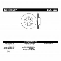 Stoptech - Centric Premium 03-18 Porsche Cayenne Front Right CRYO-STOP Rotor - Demon Performance