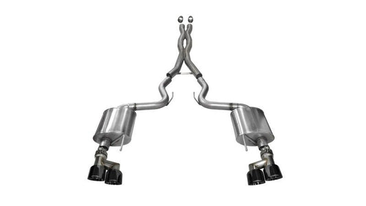 CORSA Performance - Corsa 15-16 Ford Mustang GT 5.0 3in Cat Back Exhaust Black Quad Tips (Sport) - Demon Performance
