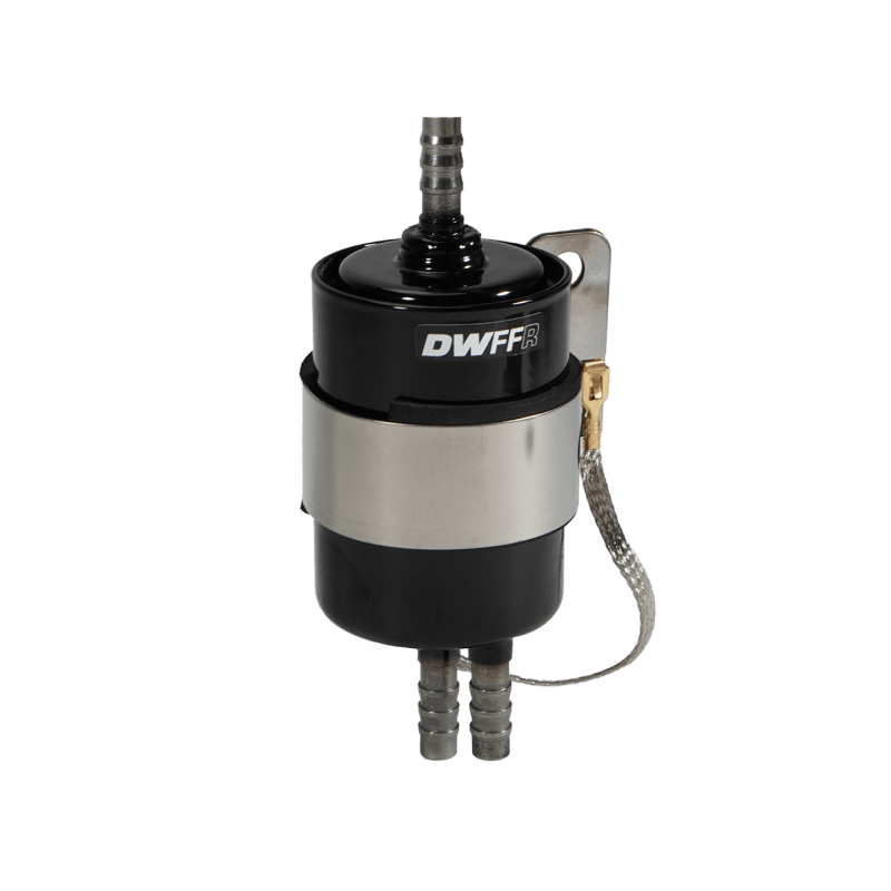 DeatschWerks - DeatschWerks 10 Micron 3/8in Barb Fuel Filter Regulator w/ Stainless Steel Body - Black - Demon Performance