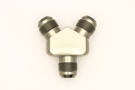 DeatschWerks - DeatschWerks 10AN Male Flare + 10AN Male Flare To 10AN Male Flare Y-Block Fitting - Demon Performance