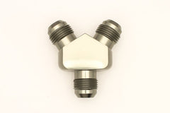 DeatschWerks - DeatschWerks 10AN Male Flare + 10AN Male Flare To 10AN Male Flare Y-Block Fitting - Demon Performance