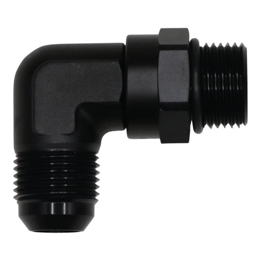 DeatschWerks - DeatschWerks 10AN ORB Male Swivel to 10AN Male Flare 90-Degree Fitting - Anodized Matte Black - Demon Performance