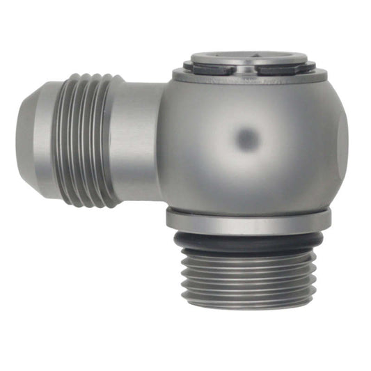 DeatschWerks - DeatschWerks 10AN ORB Male to 10AN Male Flare Low Profile 90-Degree Swivel - Anodized DW Titanium - Demon Performance