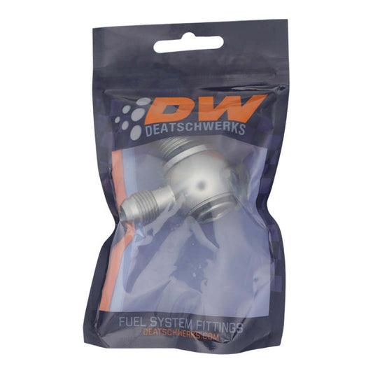 DeatschWerks - DeatschWerks 10AN ORB Male to 6AN Male Flare Low Profile 90-Degree Swivel - Anodized DW Titanium - Demon Performance