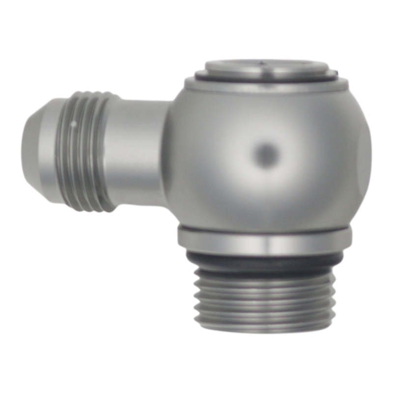 DeatschWerks - DeatschWerks 10AN ORB Male to 8AN Male Flare Low Profile 90-Degree Swivel - Anodized DW Titanium - Demon Performance