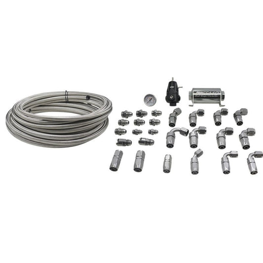 DeatschWerks - DeatschWerks 2006+ Hemi X2 Series Pump Module -8AN Feed w/ -6AN Return CPE Plumbing Kit - Demon Performance