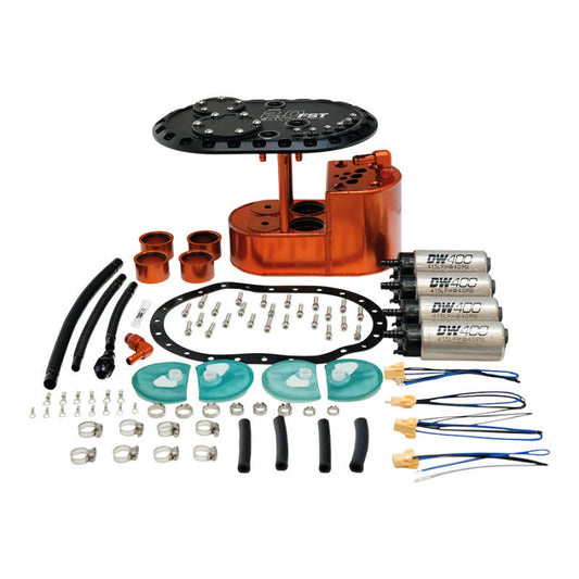 DeatschWerks - Deatschwerks 2.0L Staged Fuel Cell Surge Tank (Includes 4 DW400 Fuel Pumps) - Demon Performance