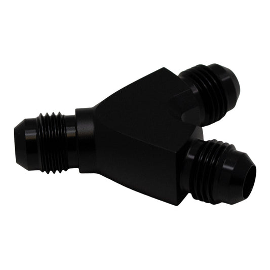 DeatschWerks - DeatschWerks 6AN Male Flare to 6AN Male Flare to 6AN Male Flare Y Fitting - Anodized Matte Black - Demon Performance