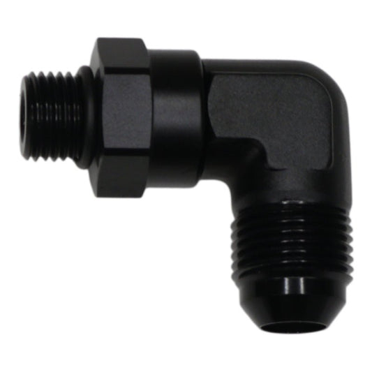 DeatschWerks - DeatschWerks 6AN ORB Male Swivel to 8AN Male Flare 90-Degree - Anodized Matte Black - Demon Performance