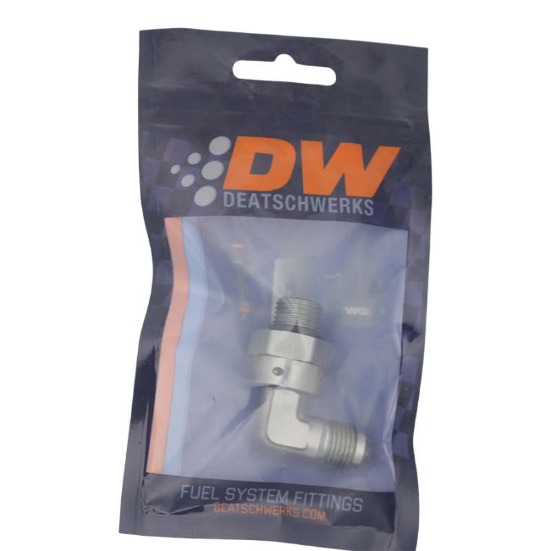 DeatschWerks - DeatschWerks 6AN ORB Male Swivel to 90-Degree 6AN Male Flare - Anodized DW Titanium - Demon Performance
