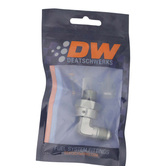 DeatschWerks - DeatschWerks 6AN ORB Male Swivel to 90-Degree 6AN Male Flare - Anodized DW Titanium - Demon Performance